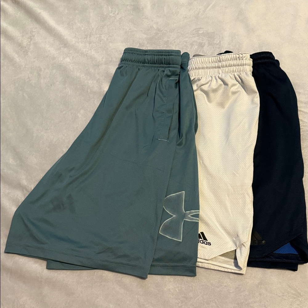 Under Armour and Adidas Shorts Set - Teal, White, Navy